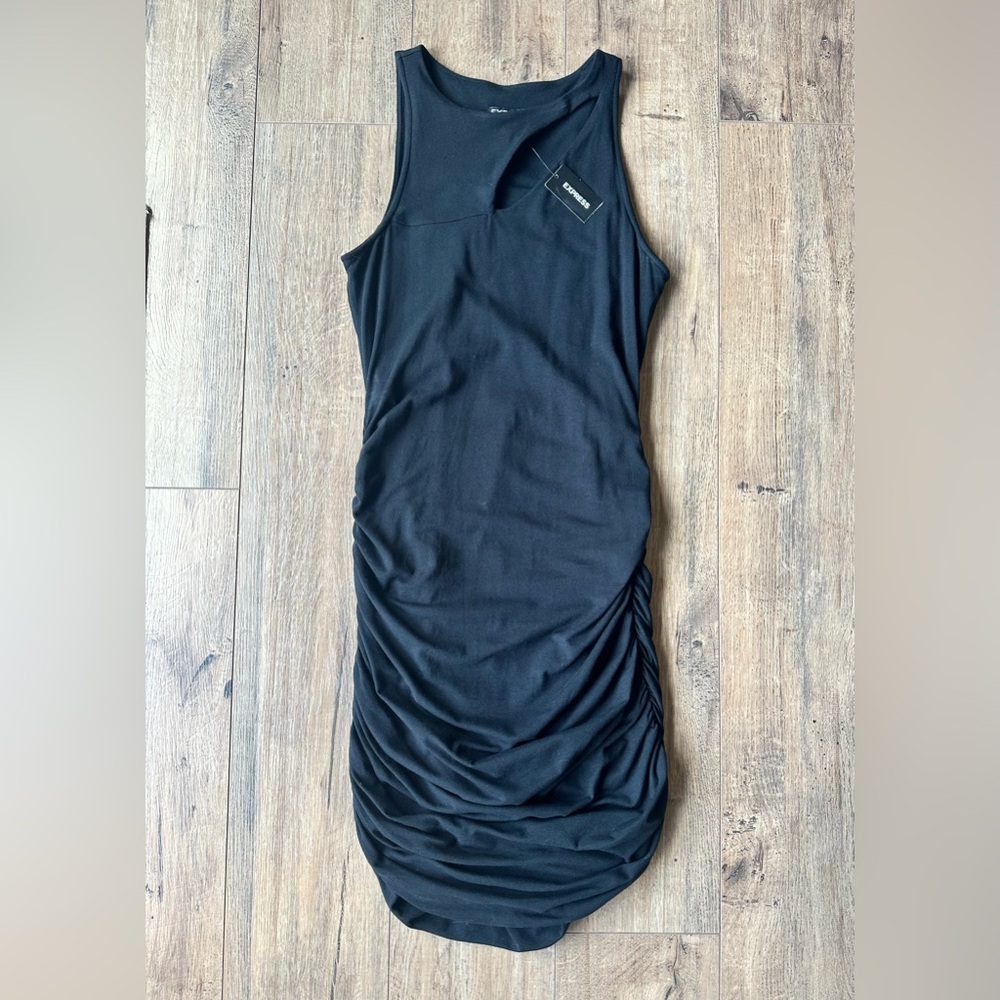Express Black Ruched Bodycon Dress